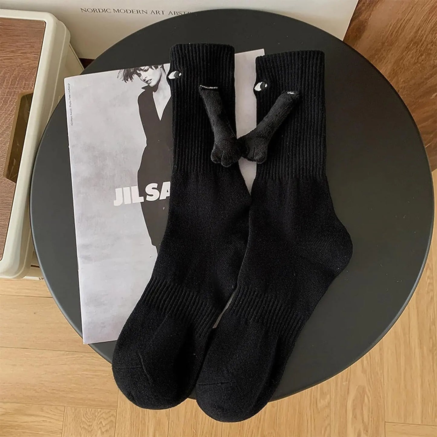 Trendy Cotton Mid-tube Couple Socks with Magnetic Suction