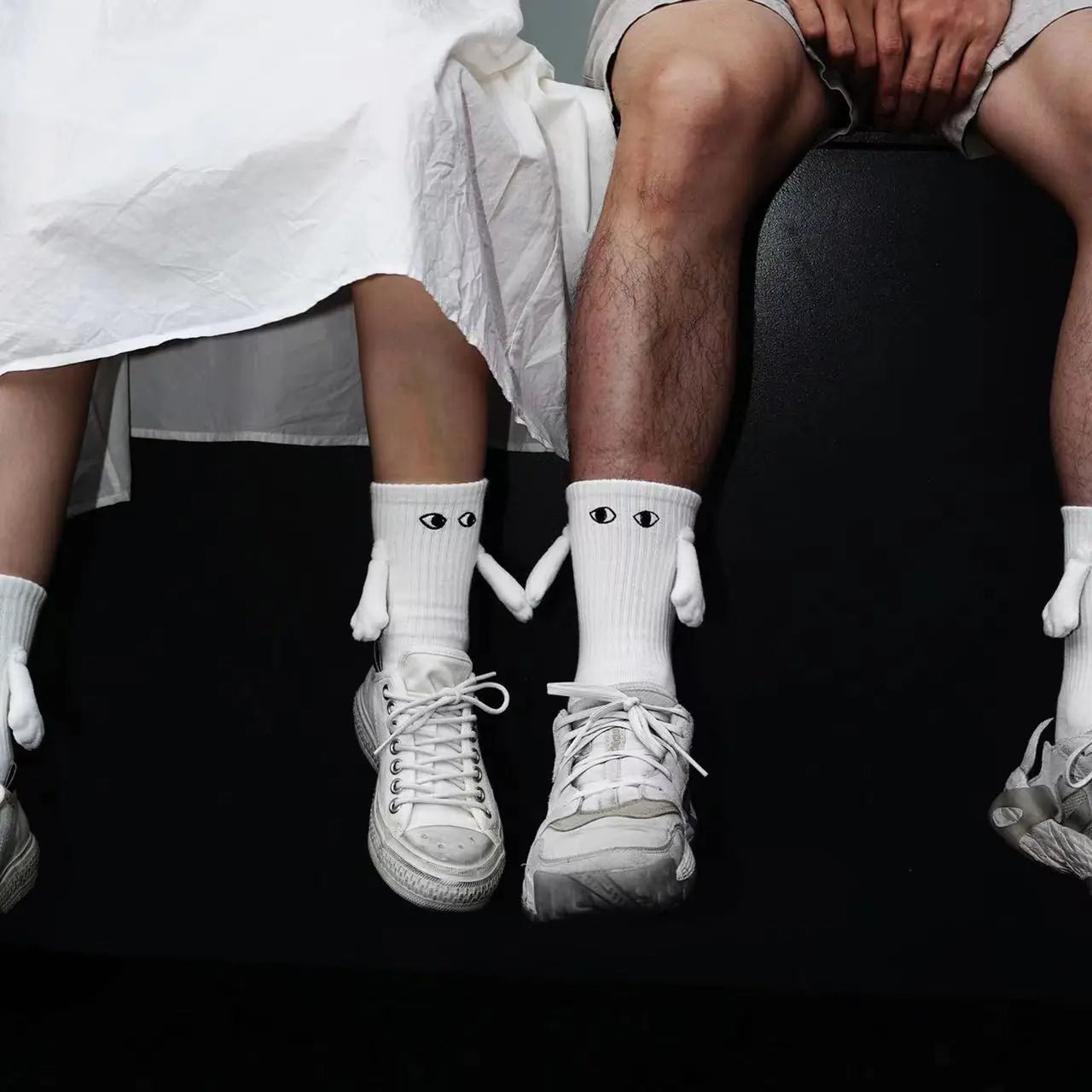 Trendy Cotton Mid-tube Couple Socks with Magnetic Suction